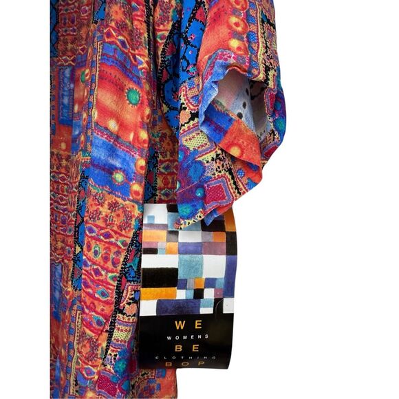 Vintage We Be Bop Women’s 1X Tunic Top Artsy Abstract Patchwork Relaxed 90s NEW - Picture 2 of 5
